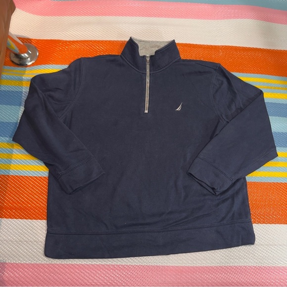 Nautica Navy Blue Grey 1/4 Zip-Up Sweatshirt Men’s Size X-Large - Picture 1 of 3